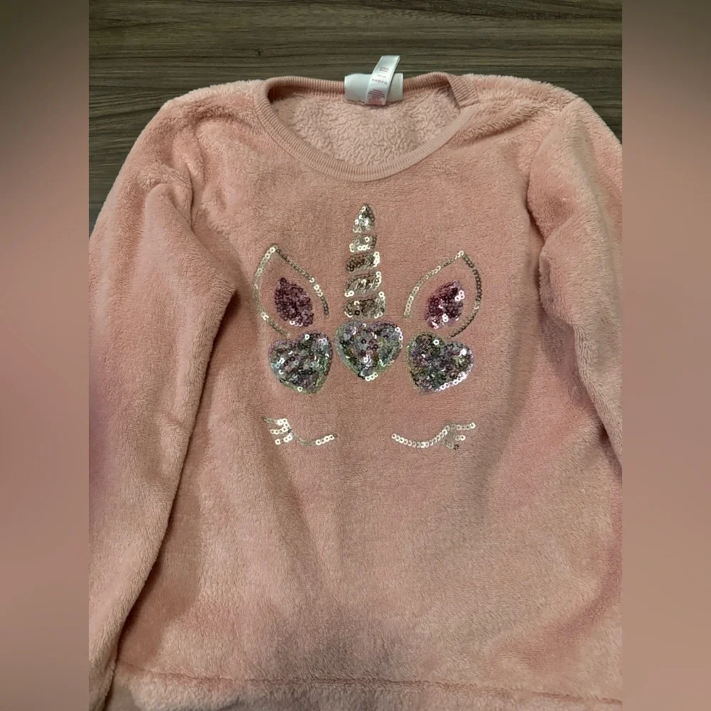 btween Pink Unicorn Kids Pajama Set size 10